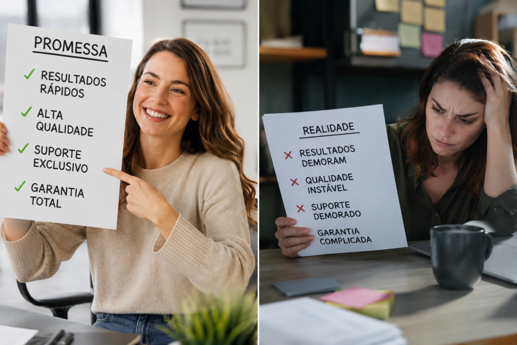 Sua empresa fala A, mas entrega B. Esse hiato está minando sua credibilidade e afastando clientes. Clique para entender e corrigir essa falha estratégica.